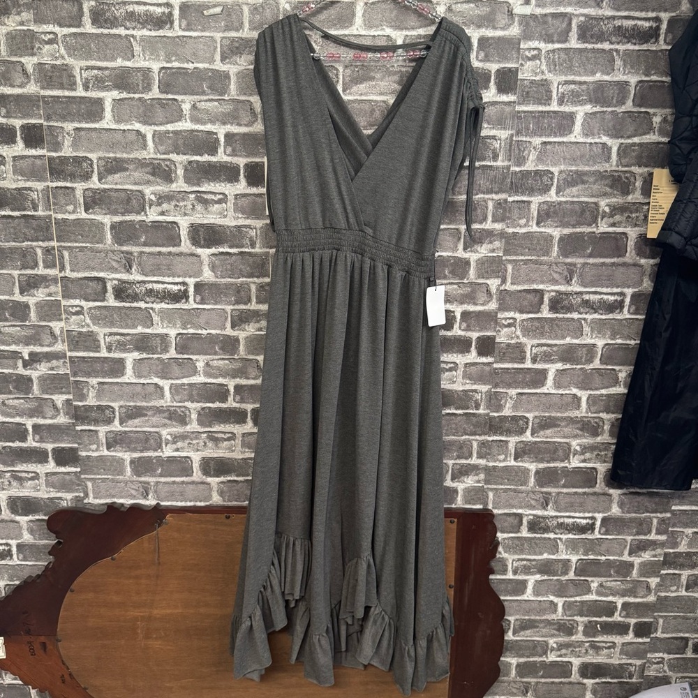 NWT Joyfolie GIOVANNA DRESS HEATHER CHARCOAL maxi - Picture 12 of 14